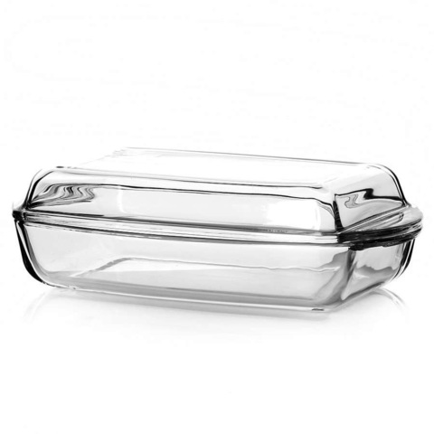 Кастрюля прямоугольная с крышкой 2,2 литра (1,3 и 0,9 л) Borcam 59019 жаропрочная стеклянная форма для запекания 28х16х5 см коробка