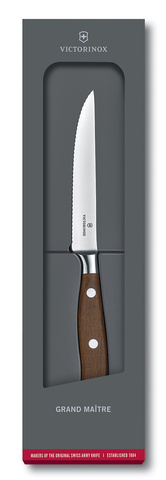 Нож кухонный Victorinox Grand Maitre (7.7200.12WG) кованый для стейка лезв.120мм серрейт. заточка дерево подар.коробка