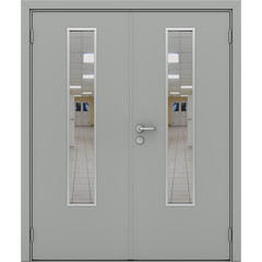 Купить Влагостойкая двустворчатая дверь Модель 2 серая остеклённая