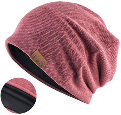 Шапка длинная с подкладкой Skully Loose Knitted Hat burgundy