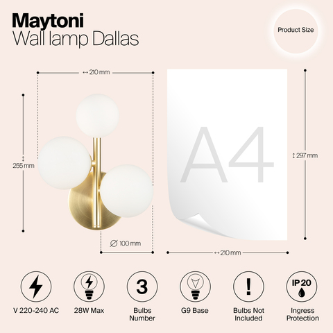 Настенный светильник Maytoni Dallas MOD545WL-03BS