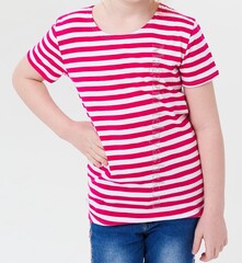 Купить розовую футболку - Магазин тельняшек.ру 8-800-700-93-18Футболка-тельняшка для девочки с розовой полосой в Магазине тельняшек