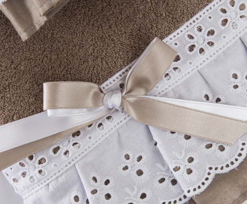 Набор полотенец 3 шт Old Florence Жоли и корзинка коричневый с белым