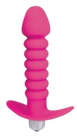 Розовая анальная вибровтулка-елочка с ограничителем - 11,5 см. - Bior toys SWEET TOYS ST-40170-16