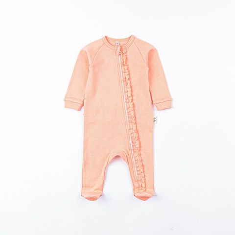 Ruffled zip-up sleepsuit 0+, Flamingo