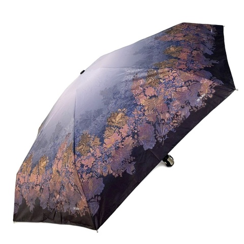 Мини зонт Tri Slona 4 сложения черно-серый с сиреневыми узорами