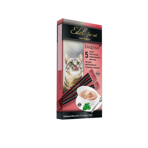Edel Cat лакомство для кошек крем-суп с ягненком и клюквой 75г