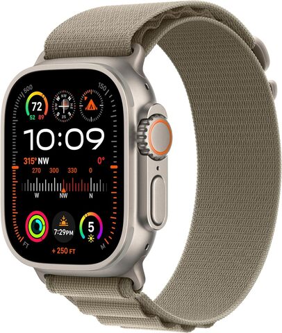 Умные часы Apple Watch Ultra 2 49 мм натуральный титан, ремешок Alpine оливкового цвета (L)