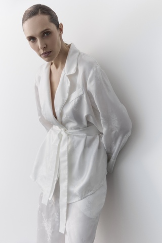 Костюм в пижамном стиле из вискозы Гуччи белый