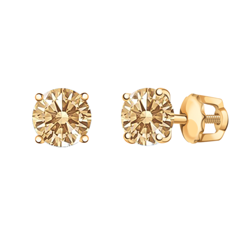 20327sw11- Серьги -пусеты из золота 585 пробы с фианитами LUX Fancy Yellow