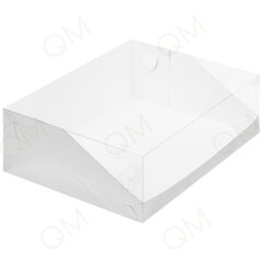 Коробка под торт с пластиковой крышкой 310*235*100 мм белая, 10 шт