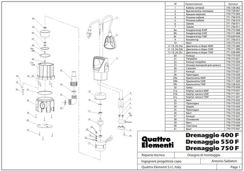 Крышка QUATTRO ELEMENTI D400F/D550F верхняя (770-773-003)
