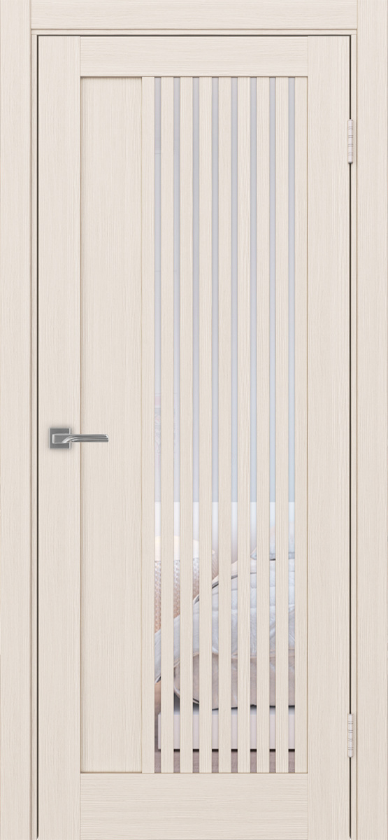 Дверь межкомнатная Оптима Порте Турин 544.12, цвет перламутровый ясень, экошпон, стекло прозрачное