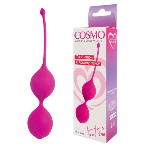 Ярко-розовые двойные вагинальные шарики с хвостиком Cosmo - Cosmo COSMO CSM-23008-16