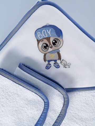 Набор полотенец для новорожденных 120х120 Claire Batiste Atelier Smart Boy с капюшоном и салфетками