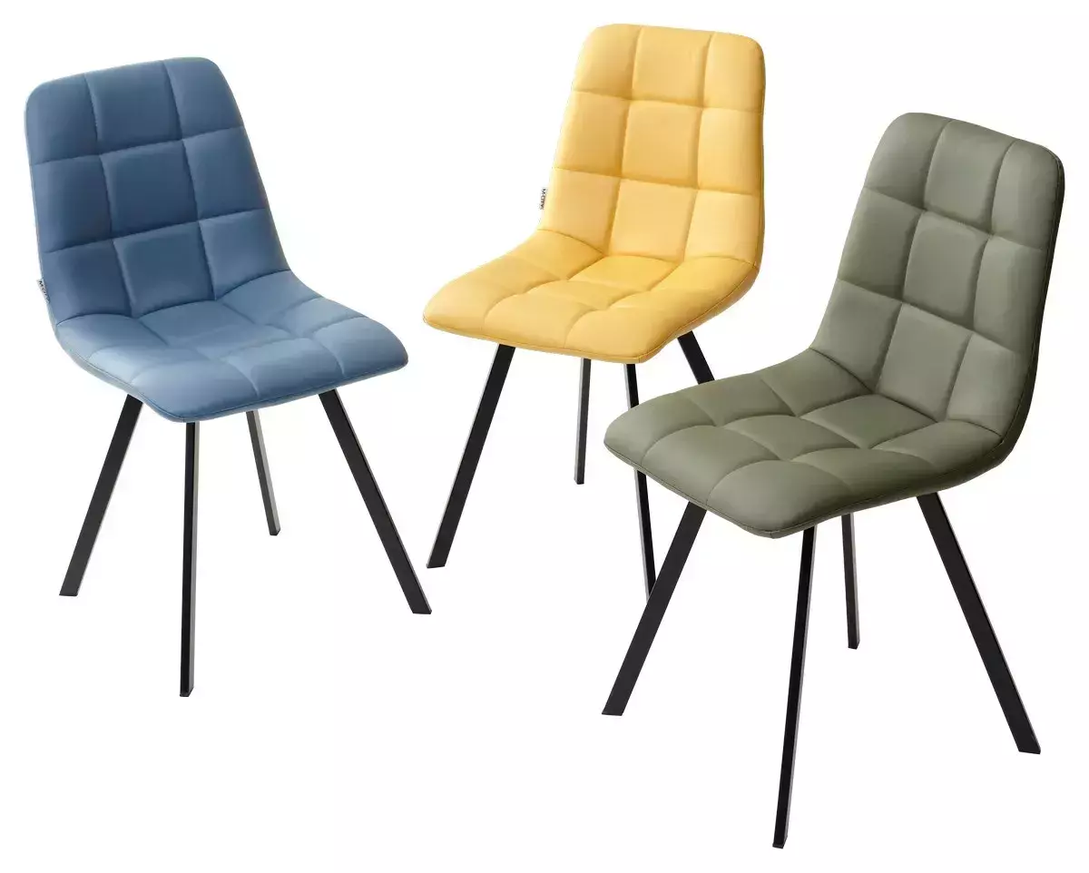 Стул CHILLI SQUARE HK017-22 серо-эвкалиптовый, PU/ черный каркас М-City