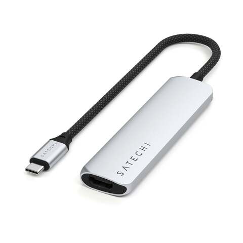 USB-хаб Satechi 4-в-1 USB-C Slim Multiport Adapter 4K, серебряный