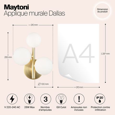 Настенный светильник Maytoni Dallas MOD545WL-03BS
