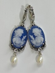 Камея Б.жемчуг (серьги из серебра)