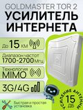 Антенна GM TOR-2-1700/2700 уличная широкополосная 3G/4G MIMO антенна для усиления интернет сигнала (F разъемы, усиление 2*15 дБ),белая.