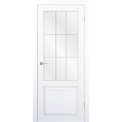 Купить Межкомнатная дверь экошпон Соната-02 эмалекс белый остеклённая