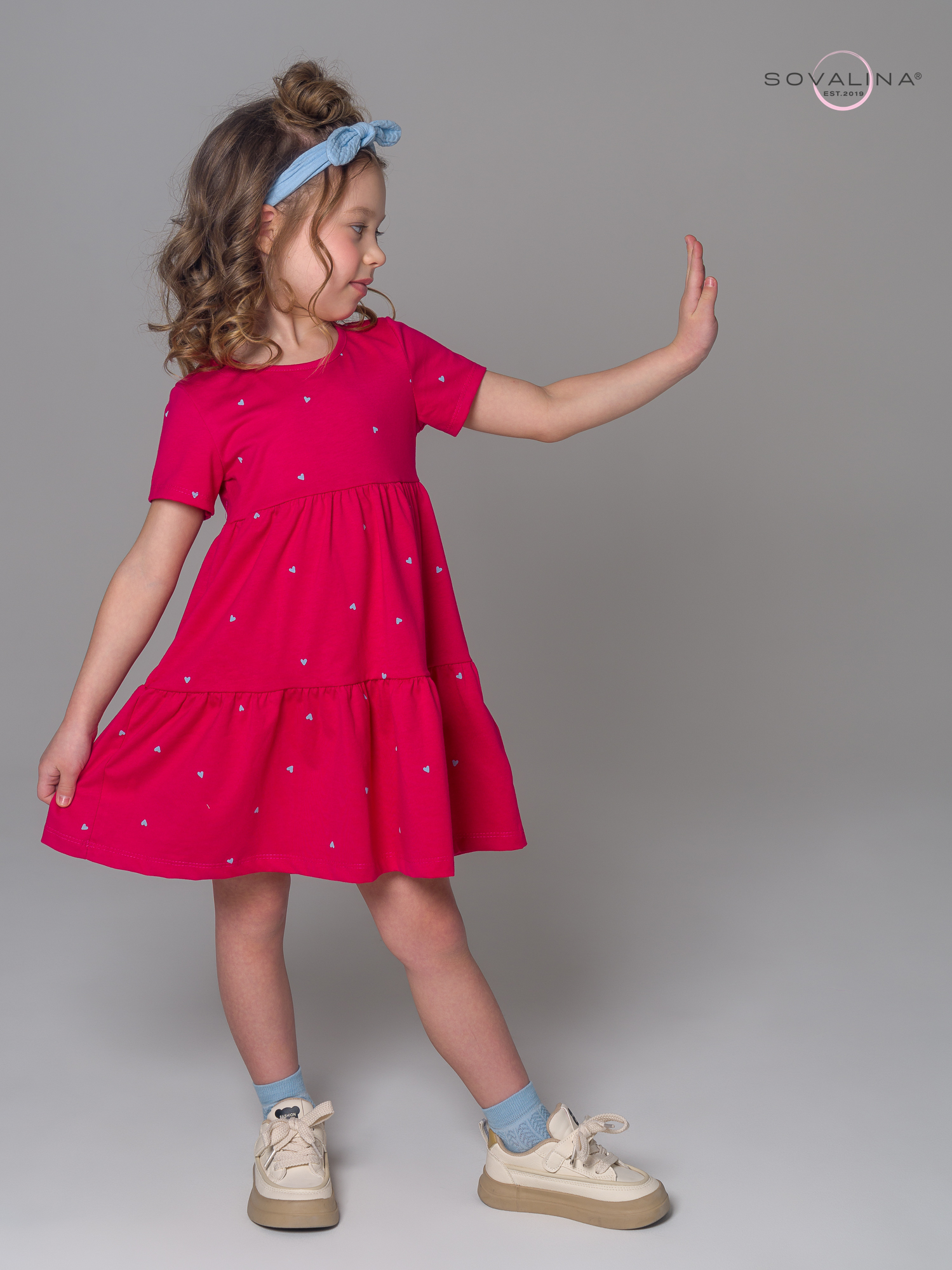 Платье Тия сердечки малина