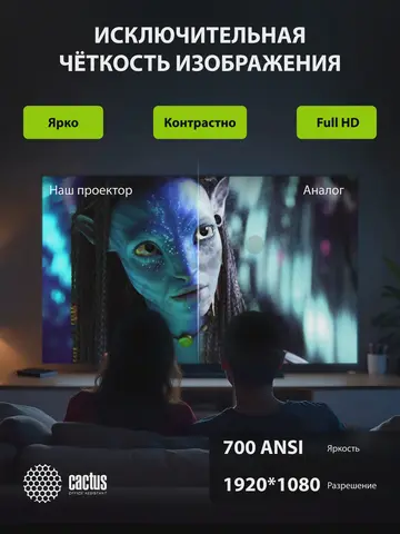 Проектор Cactus CS-PRM.01B.Full HD LCD 19000Lm LS 700Lm ANSI (1920x1080) 2500:1 ресурс лампы:50000часов 2xUSB typeA 2xHDMI 1.8кг
