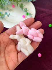 Игрушки для кукол, миниатюра - Заяц мягкий, текстильный, 2 цвета, 5,5-6 см, набор 2 шт.