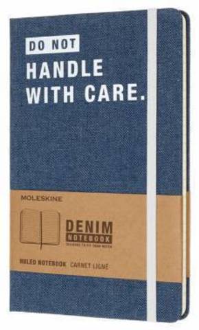 Блокнот Moleskine LE Denim Notebooks Large, Don`t Handle, цвет синий, в линейку