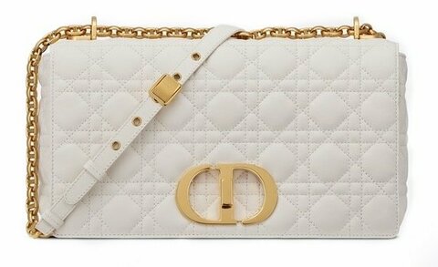 Сумка Dior Caro, модель большого формата кремовый
