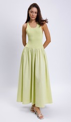 Платье с трикотажным топом и льняной юбкой