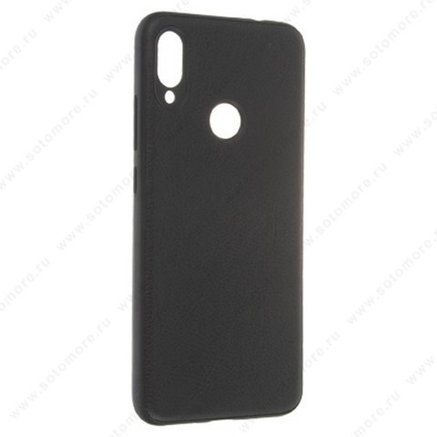 Накладка силиконовая Xiaomi Redmi note 7 кожаная вставка черный