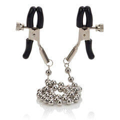 Цепь с зажимами для сосков Silver Beaded Nipple Clamps - 