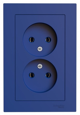 Розетка двойная без заземления, 16А, в сборе. Цвет Аквамарин. Schneider Electric AtlasDesign. ATN001120