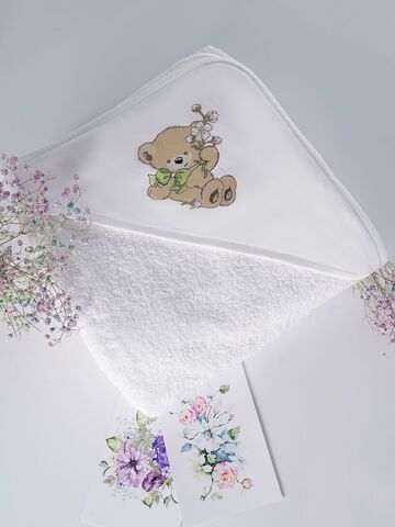 Полотенце детское 90х90 Claire Batiste Atelier Honey Girl для новорожденных с капюшоном