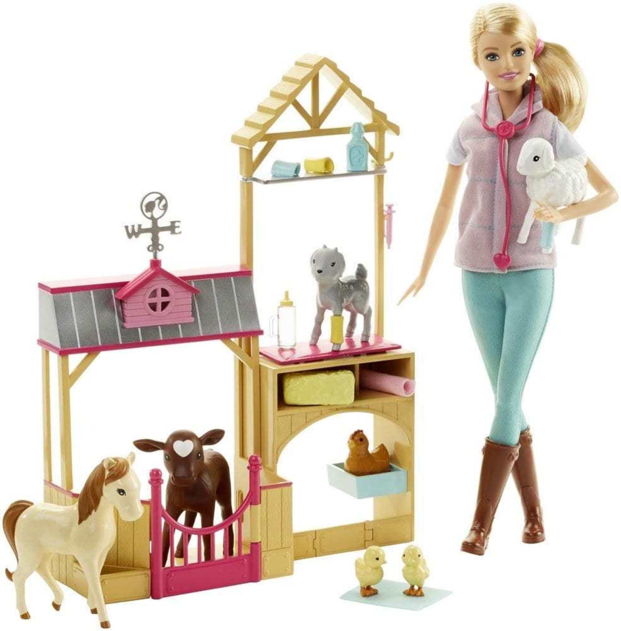 Игрушки набор куклы. Кукла Барби ветеринар. Кукла Барби ветеринар с животными. Набор Барби ветеринар. Клиника для животных игрушки Барби.