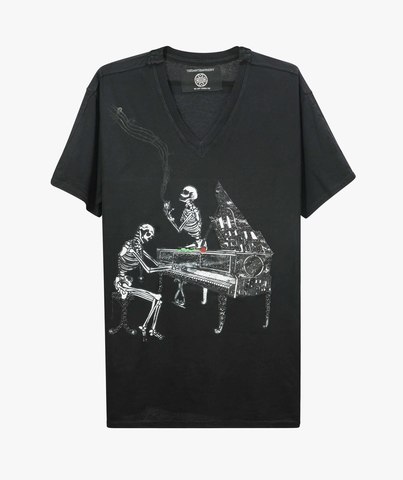 The Saints Sinphony | Футболка мужская SKELETON PIANIST BLACK TS3393 перед
