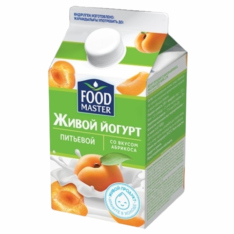 Йогурт питьевой FOOD MASTER Абрикос 2% 450 г т/п КАЗАХСТАН