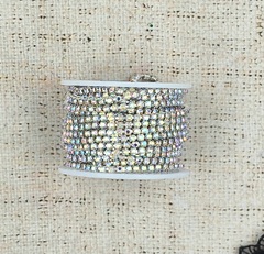 Цепь со стразами, ss 12, ш. 3 мм, серебро напыление AB