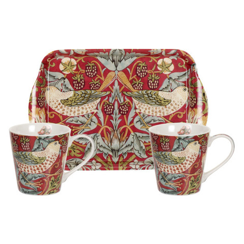 Набор кружек на подносе Pimpernel Ягодные воришки 180 мл, 21х14 см, 2 шт, п/к, красный