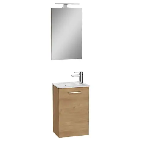 Vitra 69565 Комплект мебели, 40 см, с дверцами, (тумба, раковина, зеркало), цвет золотой дуб