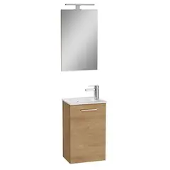 Vitra 69565 Комплект мебели, 40 см, с дверцами, (тумба, раковина, зеркало), цвет золотой дуб фото