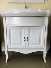 Тумба ЛОРЕНЦО 80, белый без патины с умывальником