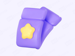 Фиолетовый купон с желтой звездой в векторном формате. Для промо кода, кина и различных акций