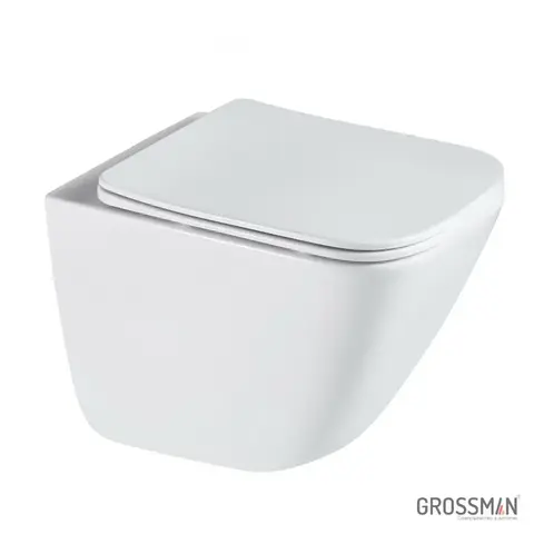 Унитаз подвесной Grossman GR-4497SQC Tornado безободковый, с сиденьем микролифт 485x345x400