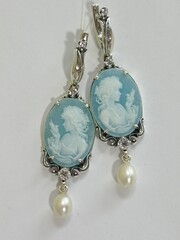 Камея Б.жемчуг (серьги из серебра)