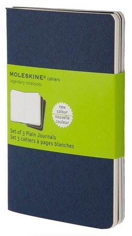 Набор 3 блокнота Moleskine Cahier Journal Large, цвет синий индиго, без разлиновки