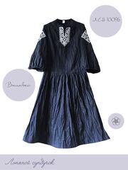 Ванда. Платье льняное миди с вышивкой в этностиле PL-421196