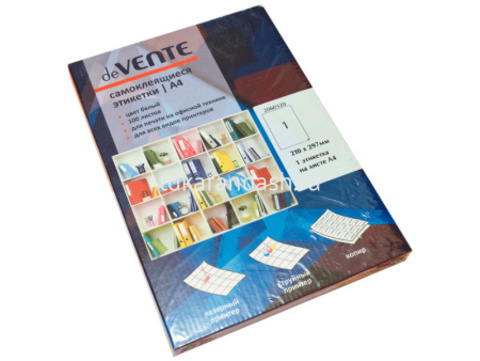 Бумага самоклеящаяся А4 100л белый, 210x297мм