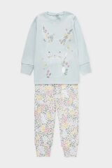 пижама  для девочки  К 1541/пастельно-голубой,весенний сад